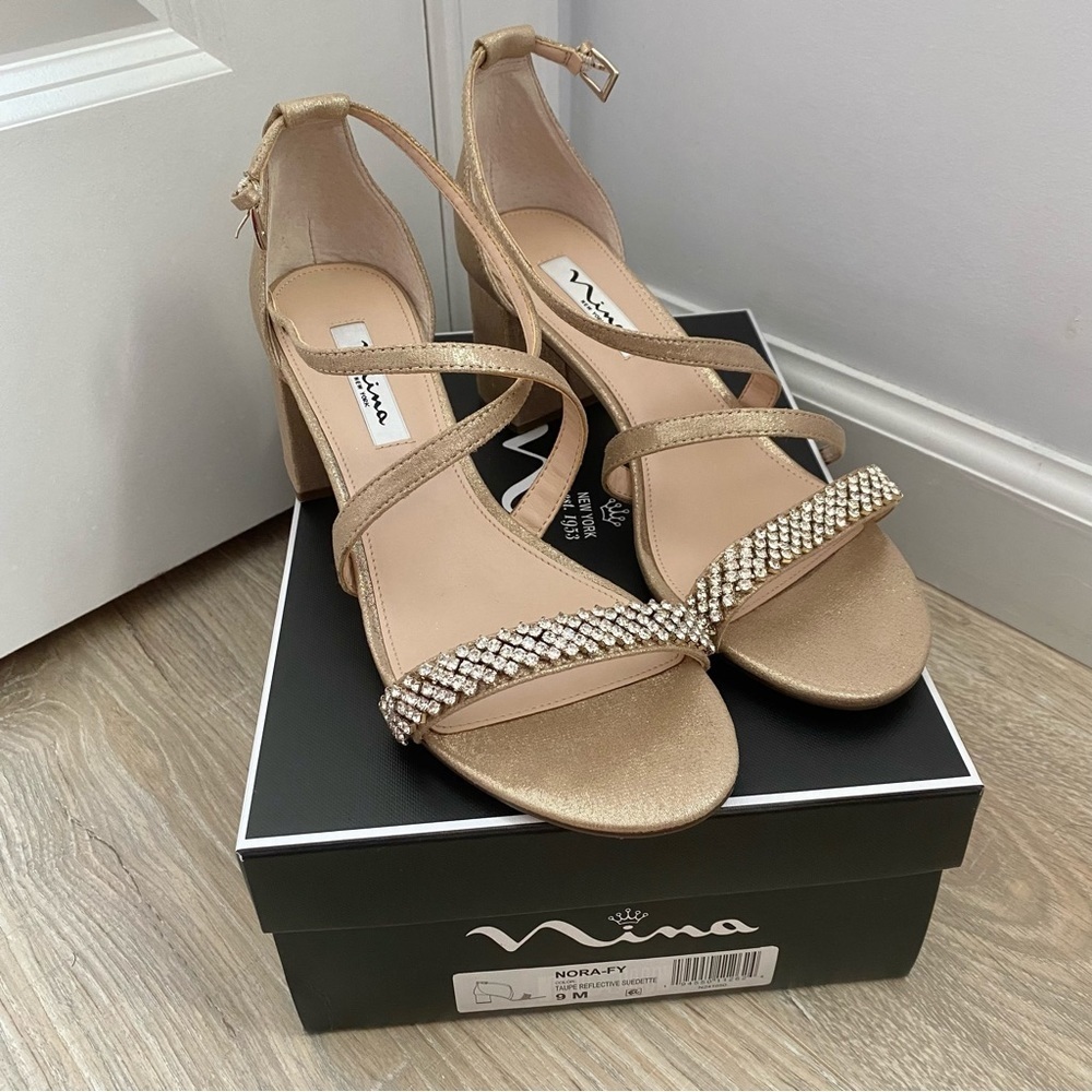 Nina Nora Reflective Suedette - Taupe Sz 9M